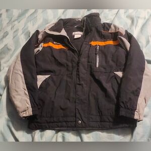 Columbia Youth Large 10/12 Full Zip Jacket Black Gray‎ Missing Hood